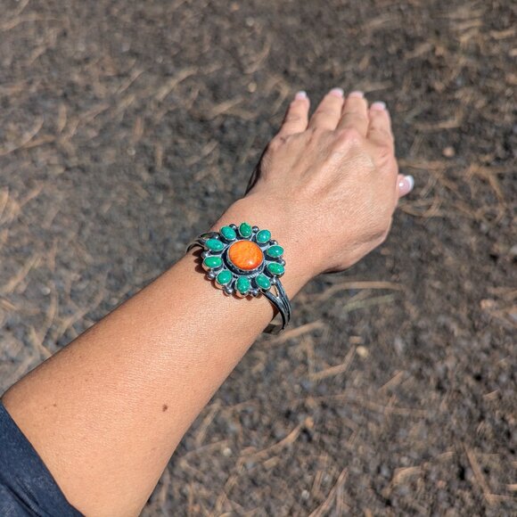 Genuine Navajo Cuff Bracelet Turquoise Handmade Native American Jewelry sz 6.75* - Picture 9 of 11